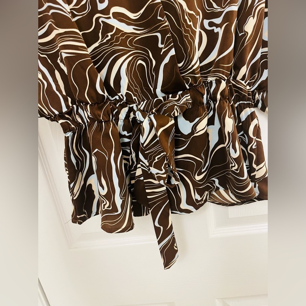 Sweet Rain Liquorish Scribble Print Top With Kimono Sleeves Brown - Picture 5 of 9